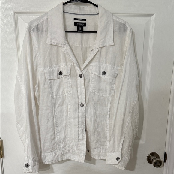 Jones & Co. Jackets & Blazers - Jones and Company White Jean linen Jacket